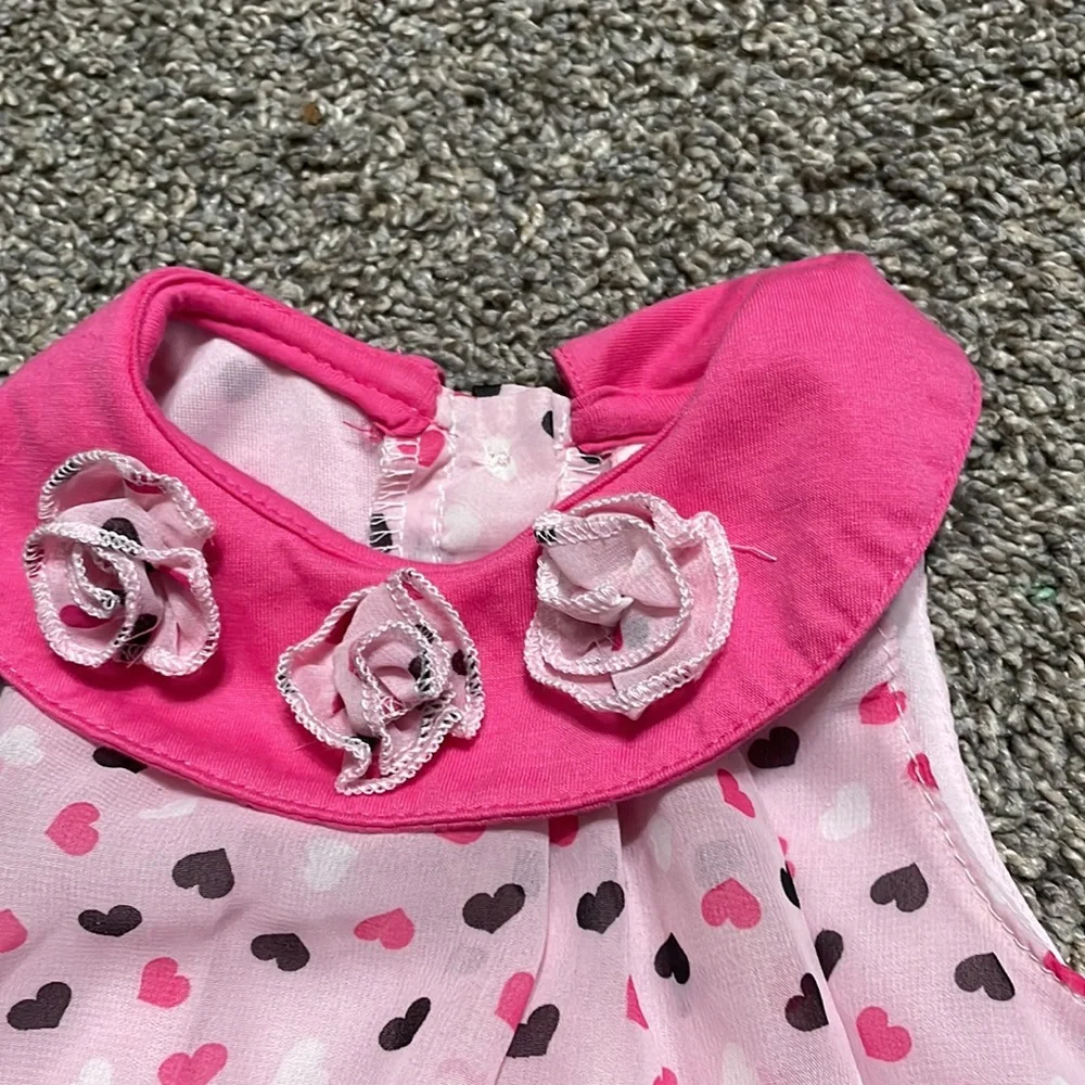 Little Lass Girls 18 M  Romper Jumper‎ Pink Chiffon pink heart snap bottom NWT